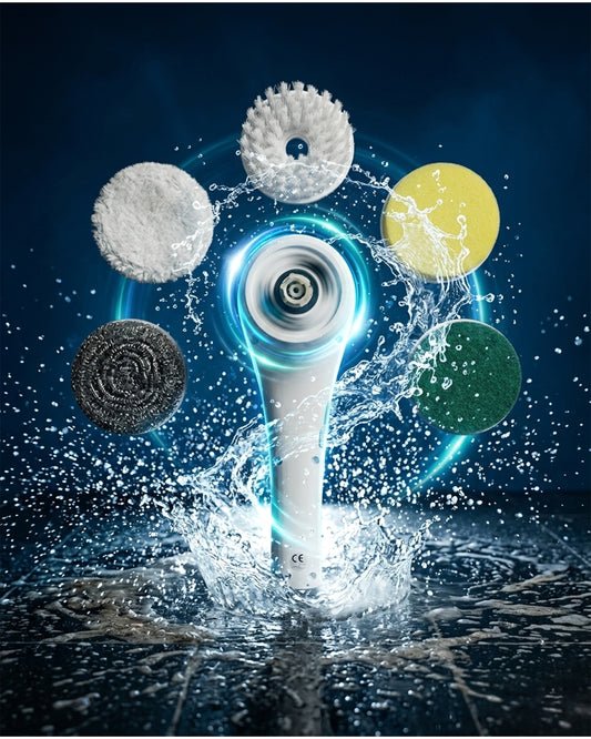 5 in 1 Electric Spin Scrubber - Cordless USB Rechargeable Magic Cleaning Brush with 5 Replaceable Heads for Kitchen, Bathroom & Tile Cleaning